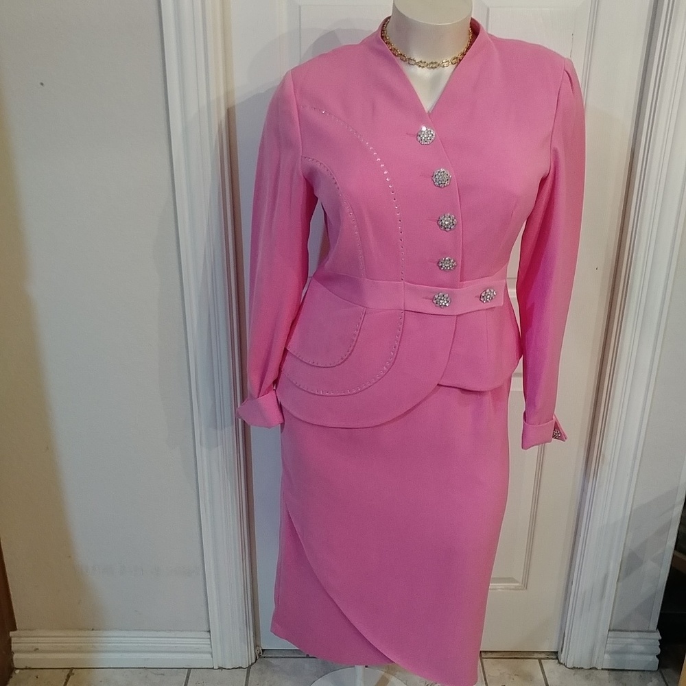LISA RENE Plus Size Rose Pink Church Suit NWT
